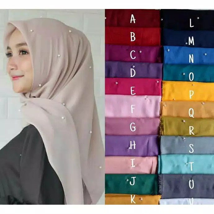 Jual Hijab Jilbab Segi Empat Segiempat Mutiara Shopee Indonesia 2329