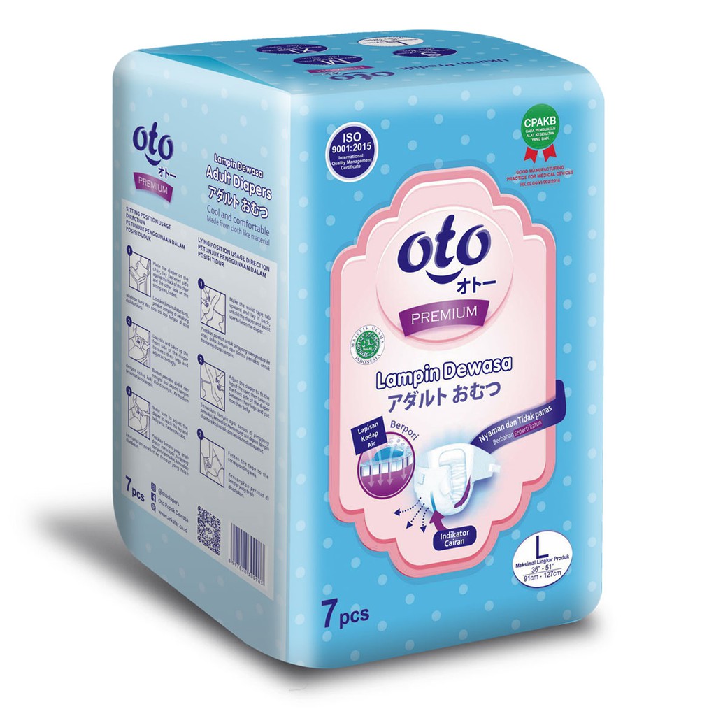 Promo Harga OTO Adult Diapers Premium L7 7 pcs - Shopee