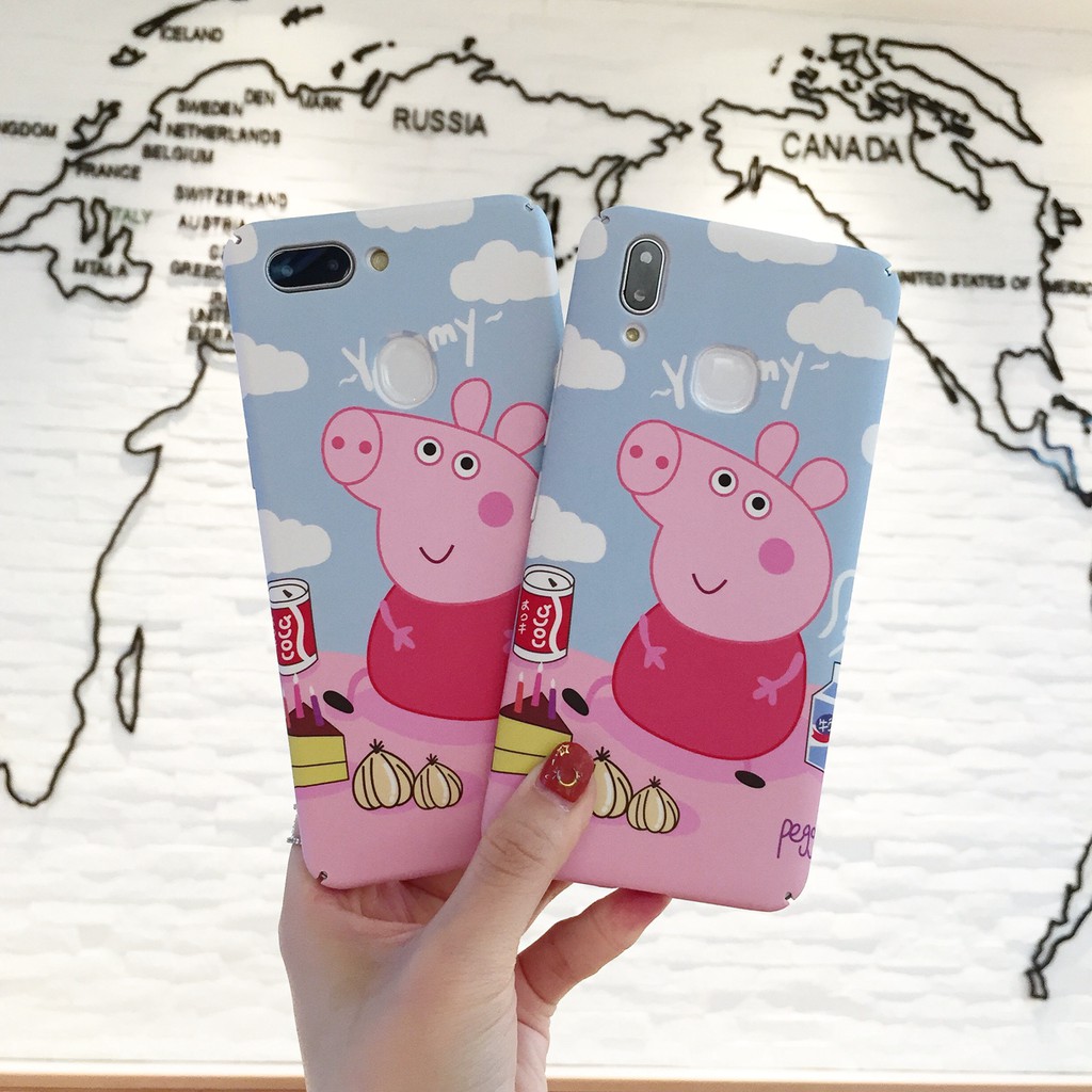 Hard Case Bahan PC Motif Kartun Babi Warna Pink Untuk Oppo R15 R9s