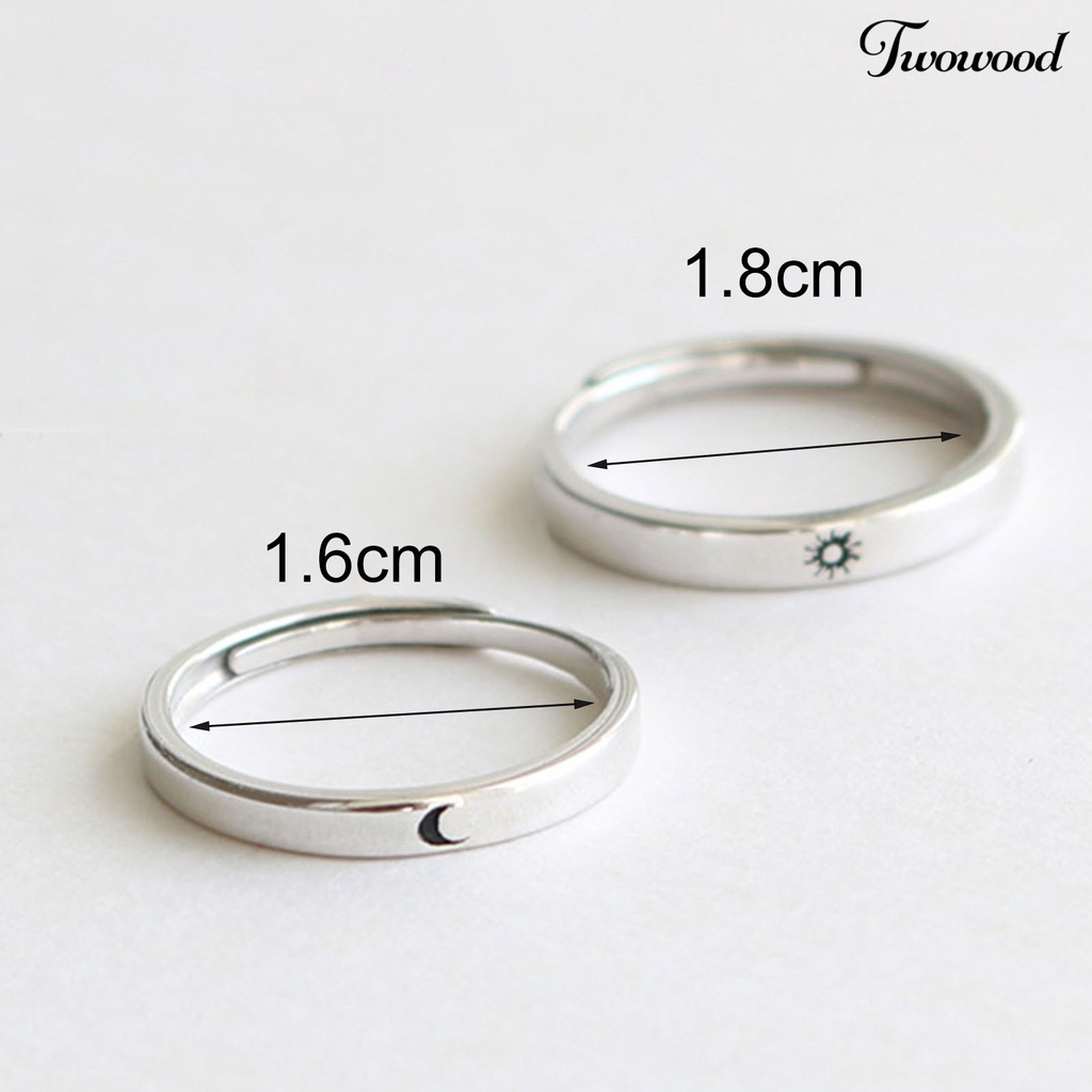 Twowood Couple Ring Moon Sun Korean Style Jewelry Temperament Bright Luster Finger Ring for Valentines Day