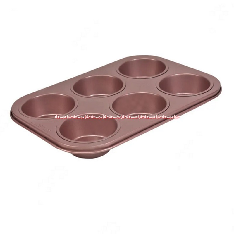 Wiltshire 6 Cup Muffin Pan Tray Bulat Loyang Kue Tempat Bakar Panggang Cup Cake Adonan Kue Anti lengket Capcake Rose Gold Wilt Shire