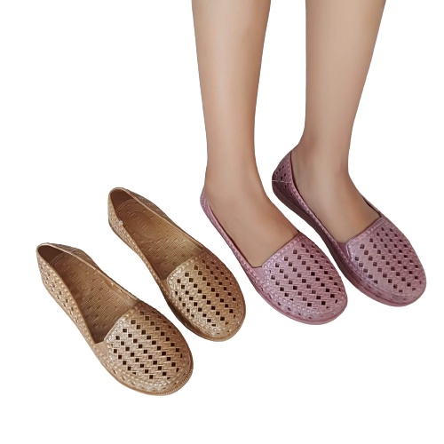 gos Import LOBANG WAJIK Sepatu Wanita Murah Casual Santai Teplek Sepatu Cewek Flatshoes Jelly