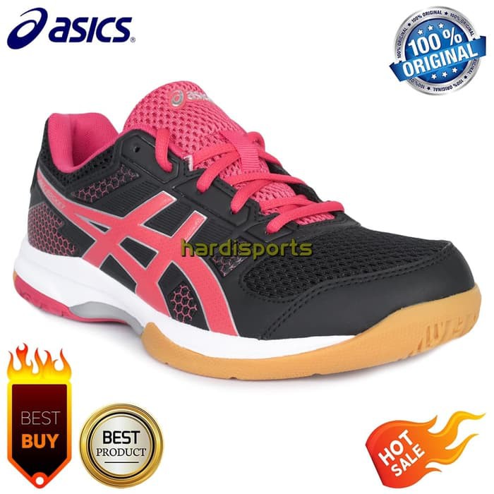 Sepatu Voli / Badminton Asics Gel Rocket 8 B756Y-9019 - Black ORIGINAL - Hitam- 37 setengah