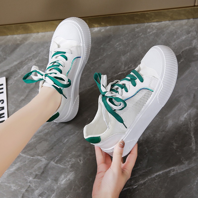 Sepatu Korea Sneakers Putih Wanita Import Cantik Sepatu Perempuan Casual Tali Two Tone Trendy SP-193