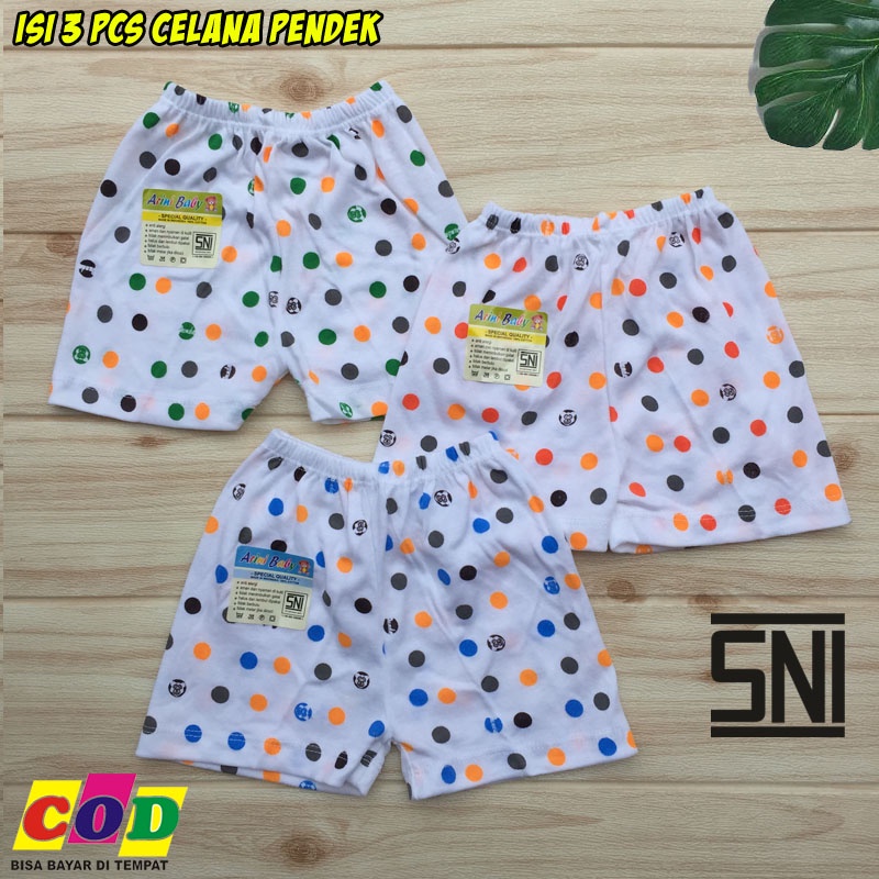 Kualitas Premium 3 Celana Bayi Baru Lahir Celana Bayi Pendek Motif 0-6 Bulan Almeera Baby and Kids