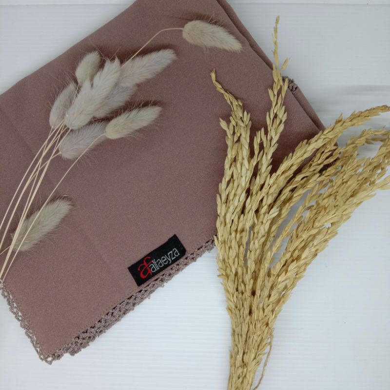 PASHMINA CROCHET EMBRIODERY / PICOT DIAMOND STRETCH-Mocca