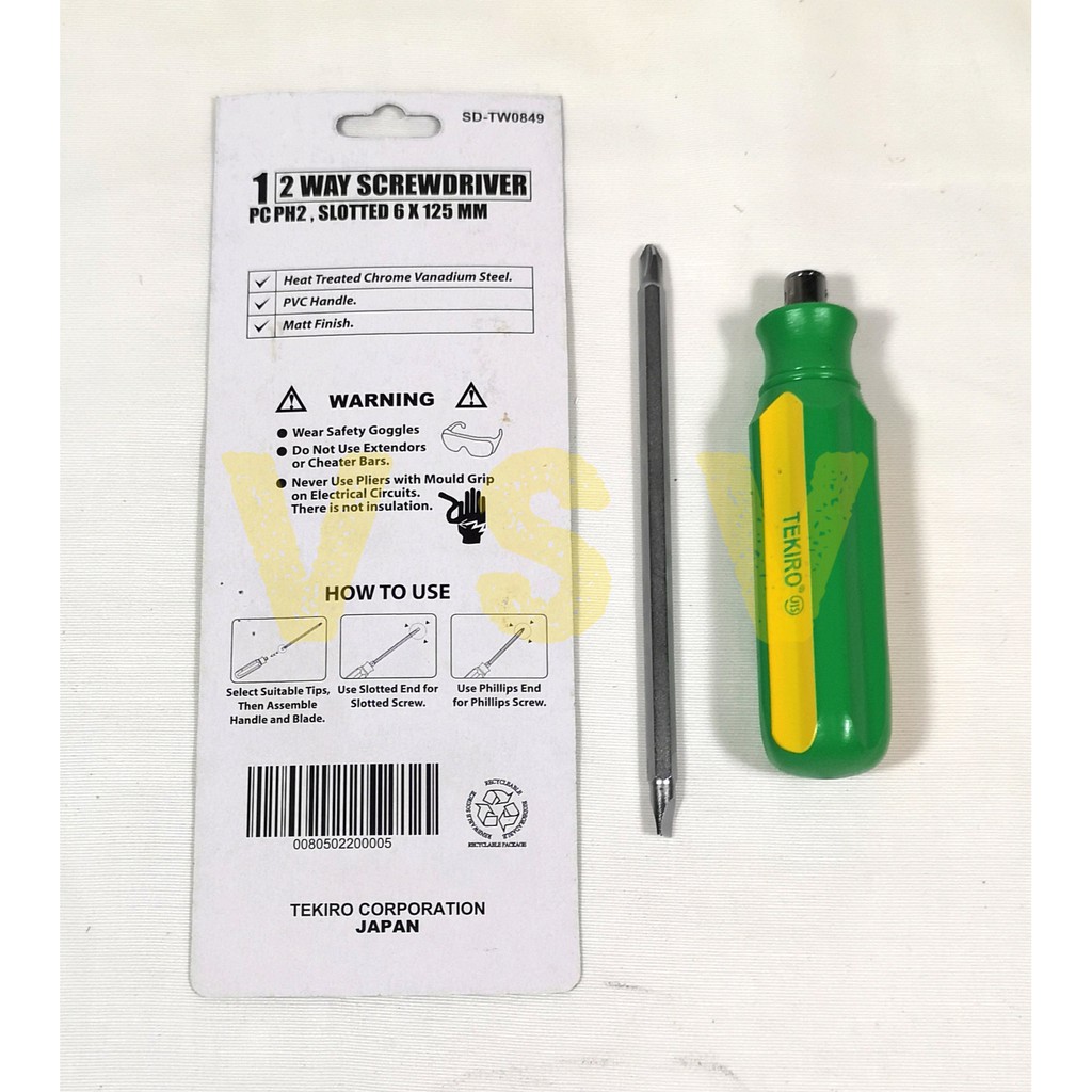 Tekiro 2 way screwdriver 125mm  / obeng bolak balik / obeng plus min