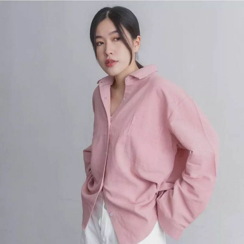 Kemeja wanita oversize linen / Olivia Shirt / Kemeja Polos Wanita / Kemeja Murah