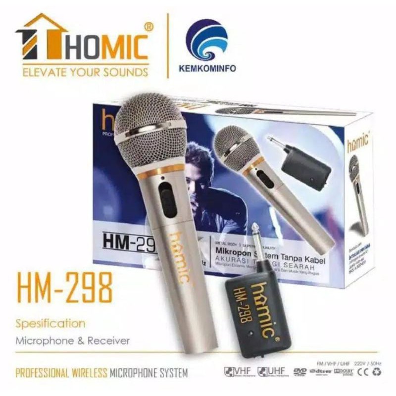 Homic HM-298 Mic Single Wireless // Mik Tanpa Kabel // Mic Karaoke