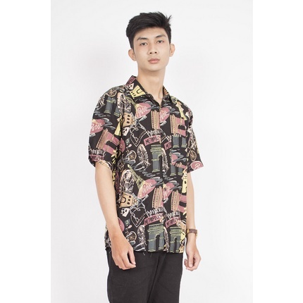 HIPNOP KEMEJA HAWAI GOLDEN PANTAI PRIA BAJU HAWAI COWOK BALI REGGAE COWO PENDEK SANTAI RAYON HALUS