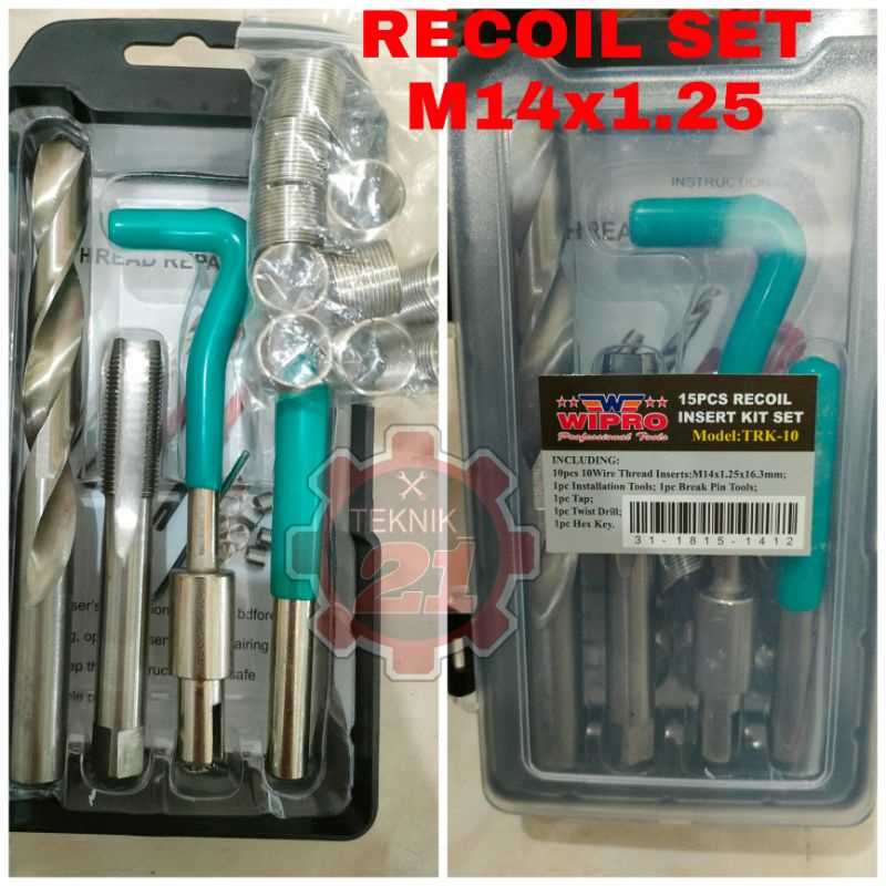 RECOIL SET M14x 1.25 HELICOIL M14 WIPRO TAP RECOIL M14 x1.25 WIPRO