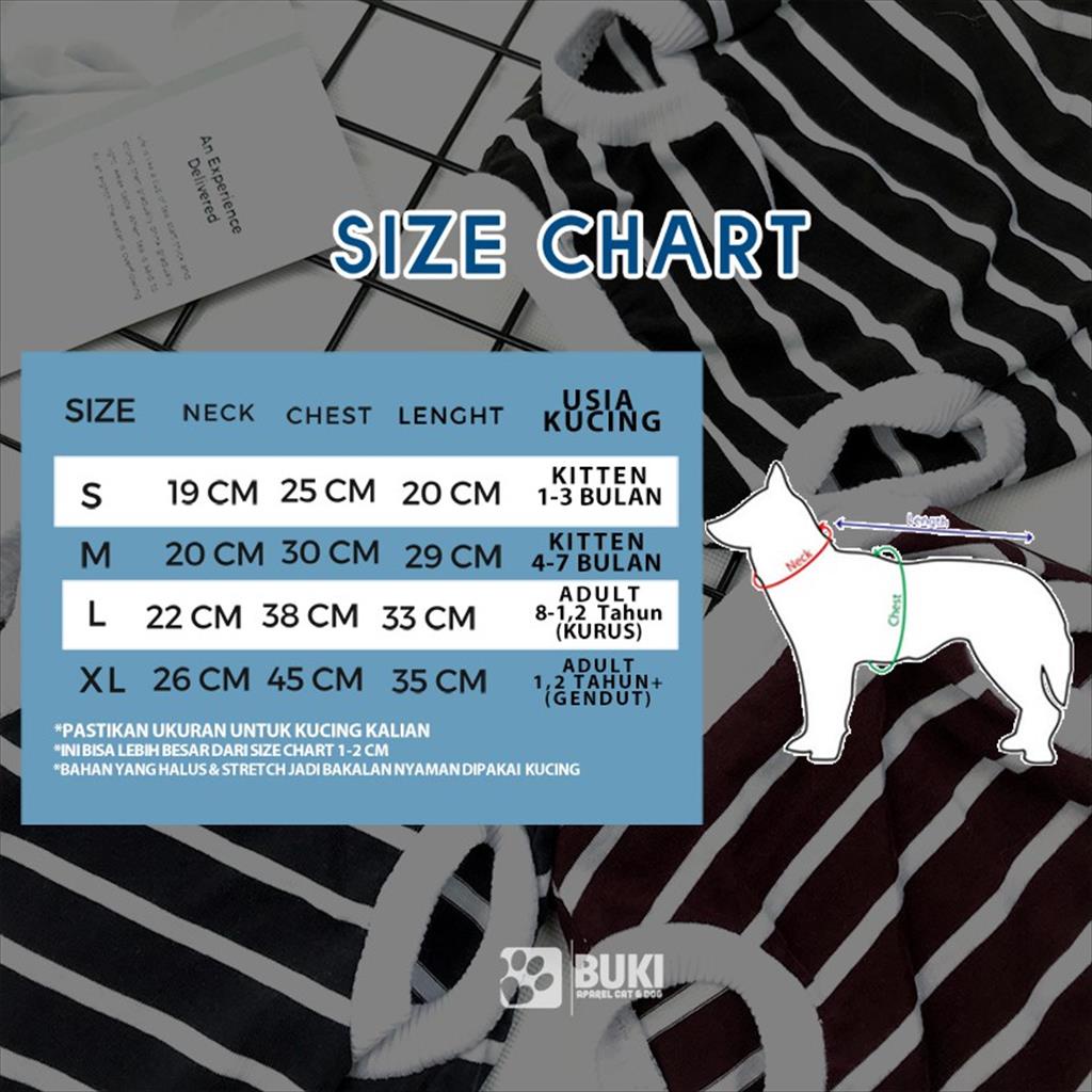 baju kucing anjing kelinci monyet lucu murah aksesoris hewan kecil - BUKI TEE STRIPE WHITE SERIES