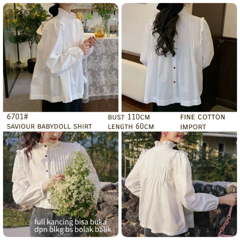 MDLV 6701 SAVIOUR BABYDOLL SHIRT BLOUSE KOREA BLOUSE KATUN BAJU BIG SIZE BLOISE IMPOR FASHION IMPORT