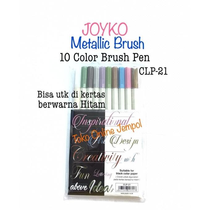 

[[COD]] 10 Metallic Color Brush Pen kuas Joyko CLP-21 Metalik CLP21 ATK1038JY TERJAMIN Kode 117