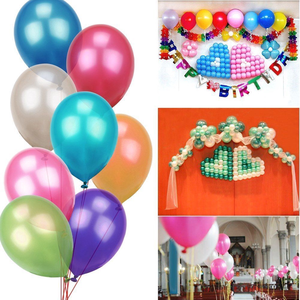 20 / 50 / 100pcs Balon Tiup Bahan Latex Tebal Warna-Warni Untuk Pesta Ulang Tahun / Pernikahan