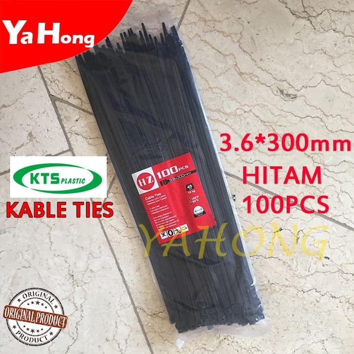 Nylon Cable Tie Kabel Tis Nilon Kabel Ties Pengikat 3.6x300mm 30cm HITAM