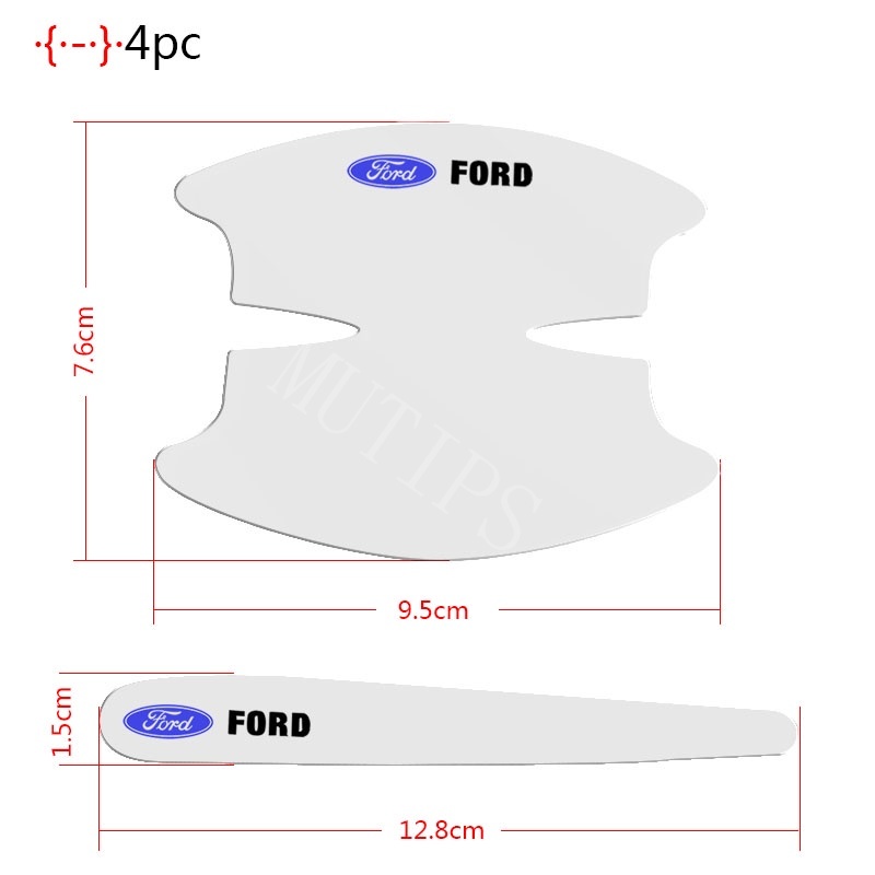 8pcs Stiker Pelindung Gagang Pintu Mobil Ford Fiesta Ranger Ecosport Focus Everest Mustang