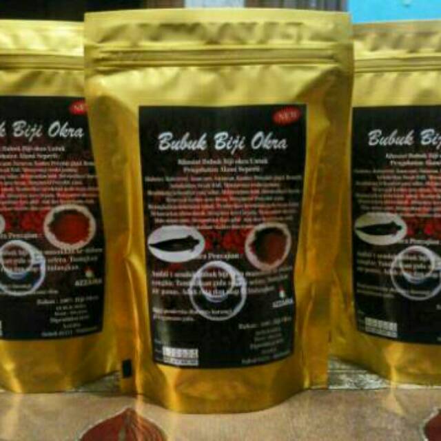 Bubuk biji okra obat alami diabetes, asam urat, kolesterol, gangguan pencernaan dan lain-lain