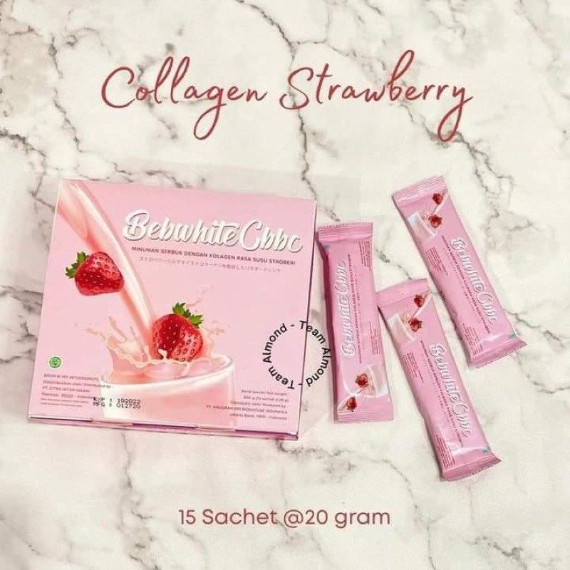 (COD) ECER PER SACHET COLLAGEN BEBWHITEC BBC MINUMAN RASA SUSU STRAWBERRY PEMUTIH BADAN