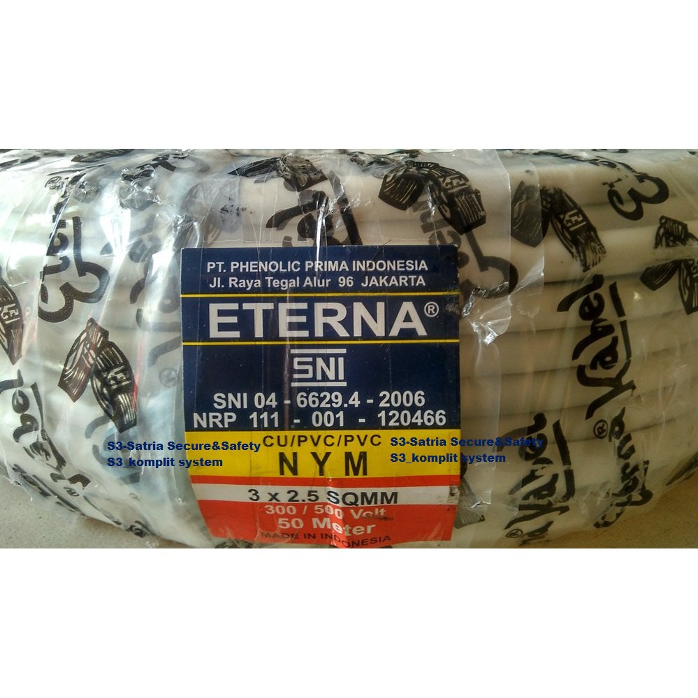 KABEL ETERNA NYM 3X2.5 TUNGGAL / KABEL LISTRIK ISI 3 (METERAN)