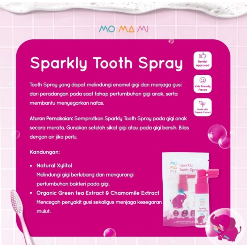 Momami Sparkly Tooth Spray 20ml - Semprotan Perawatan Gigi Bayi &amp; Anak