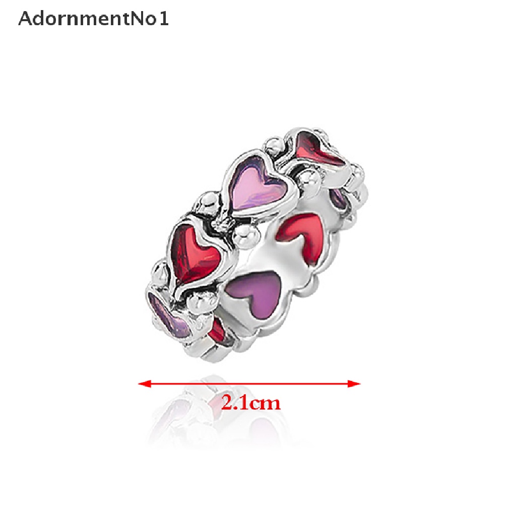 (AdornmentNo1) Cincin Rantai Gaya Punk Kuno Motif Hati Merah + Hitam Untuk Perhiasan Wanita