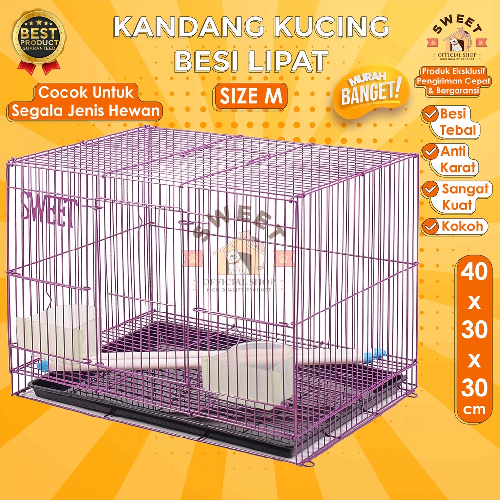 KANDANG KUCING BESI LIPAT SIZE M 40x30x30 -VALUE SERIES- IMPORT HIGH QUALITY - BEST PET CAGE KELINCI-6
