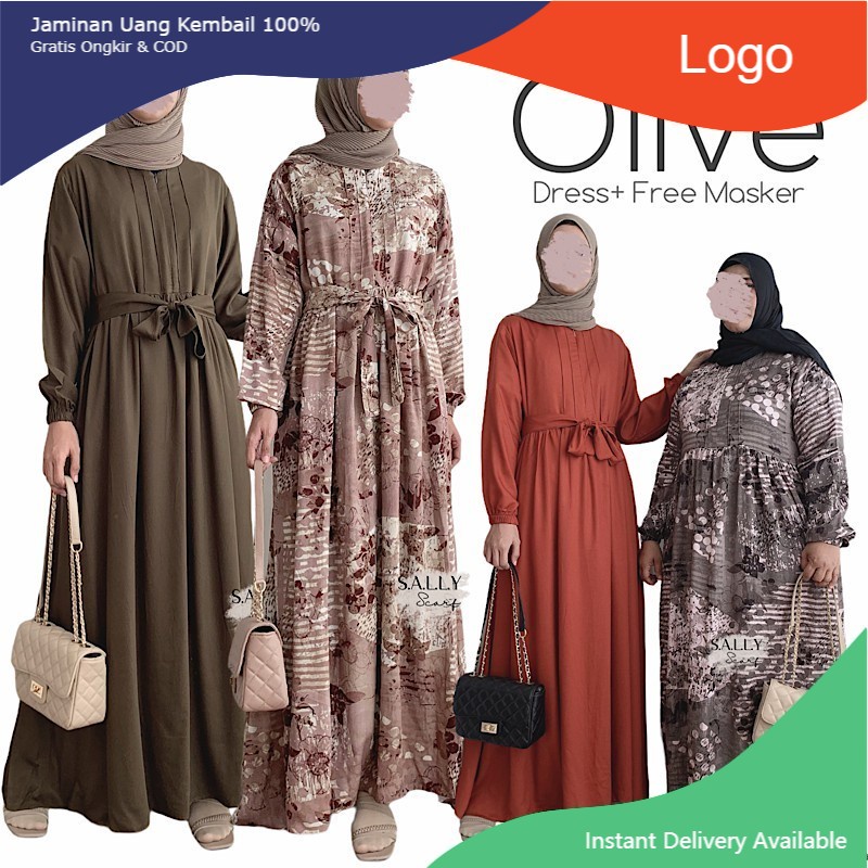 Olive Dress Multifungsi Rayon premium Edisi Rayon Twill