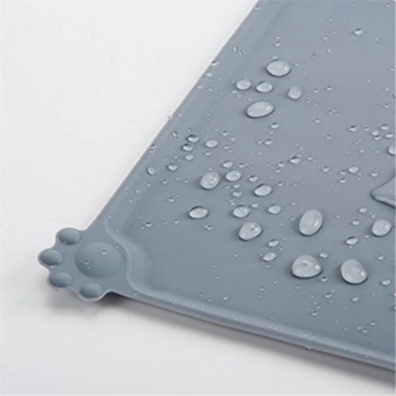 gs8b hachikitty matras tempat makan hewan peliharaan kucing anjing pet food mat - cfb34 - gray Or-i