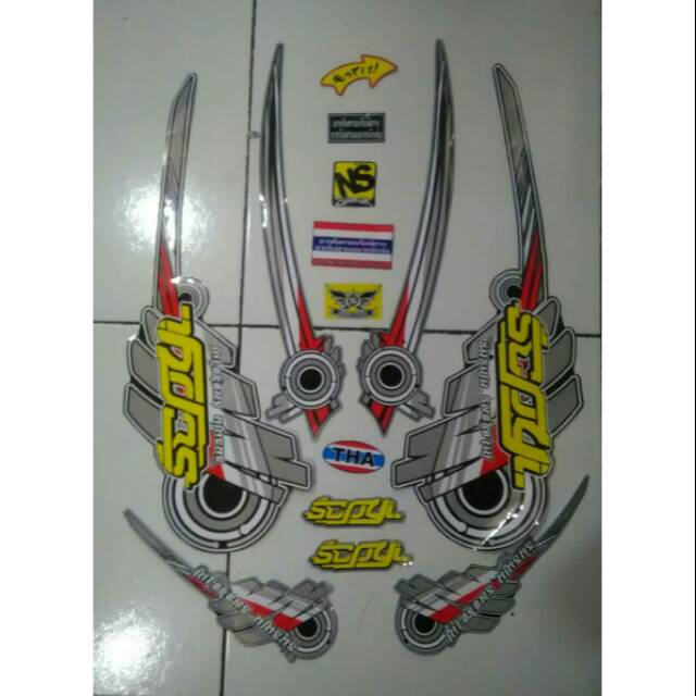 Striping scoopy sticker scoopy lis body honda scoopy variasi custom abu kuning striping scoopy style