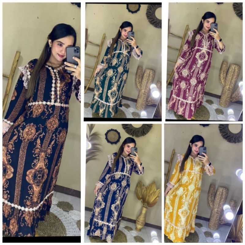 LONGDRES RENDA SULTAN | DASTER ARAB ZEEMA | RAYON SUPER GRADE A | RESLETING DEPAN BUSUI MURAH-2