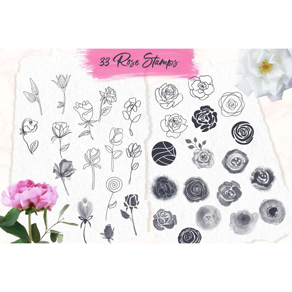 Procreate Brush - Rose Garden Procreate Stamps Vol. 2 Aesthetic Brush for Journaling