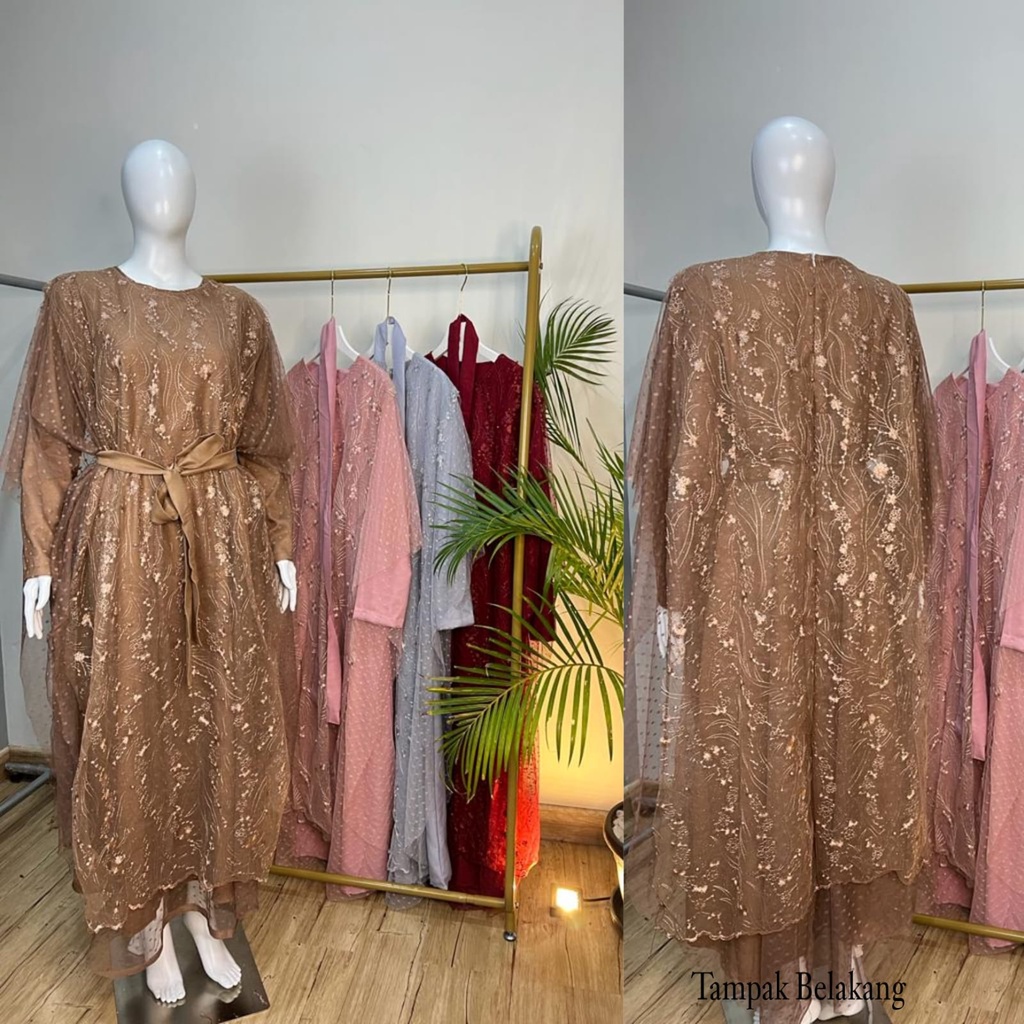 MAXY NABILA FASHION PAKAIAN WANITA DRESS GAMIS MAXI BRUKAT MUTIARA MS ADA VIDEO REALPIC