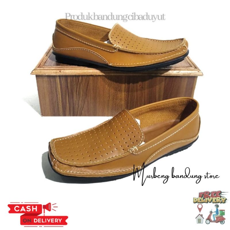 sepatu slip on pria asli kulit original