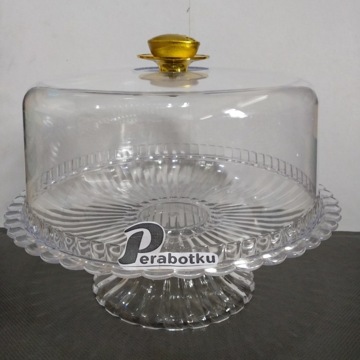 Tempat Kue Bolu Transparan Bulat GL/Wadah Saji Kue/Penyimpanan Makanan