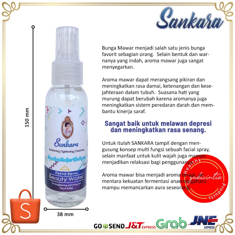 Sankara Beauty Water Facial Spray Aroma Mawar Alami | Spirit Gaharu | Membuka Aura Wajah Positif