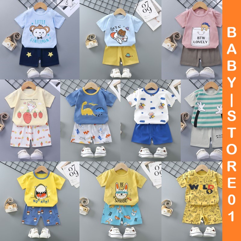 BABYSTORE01 -  DDA2 SETELAN ANAK 0-2 TAHUN SETELAN BAYI PIYAMA BAYI BAJU PENDEK DAN CELANA PENDEK 17-26