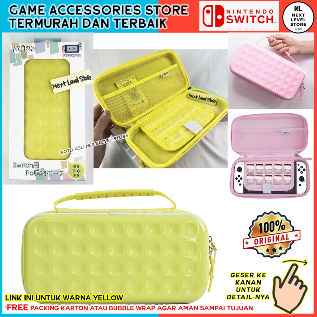 Akitomo Premium Pouch Nintendo Switch OLED AKSW-162 - Yellow Colour - ORIGINAL