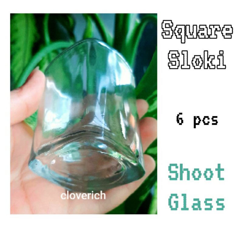 1SET = 6PCS SQUARE SLOKI / SLOKI KOTAK / shot glass gelas kecil bening tempat lilin murah tempat min