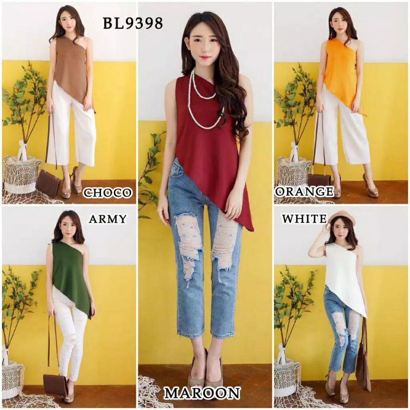 One shoulder top / atasan sabrina wanita