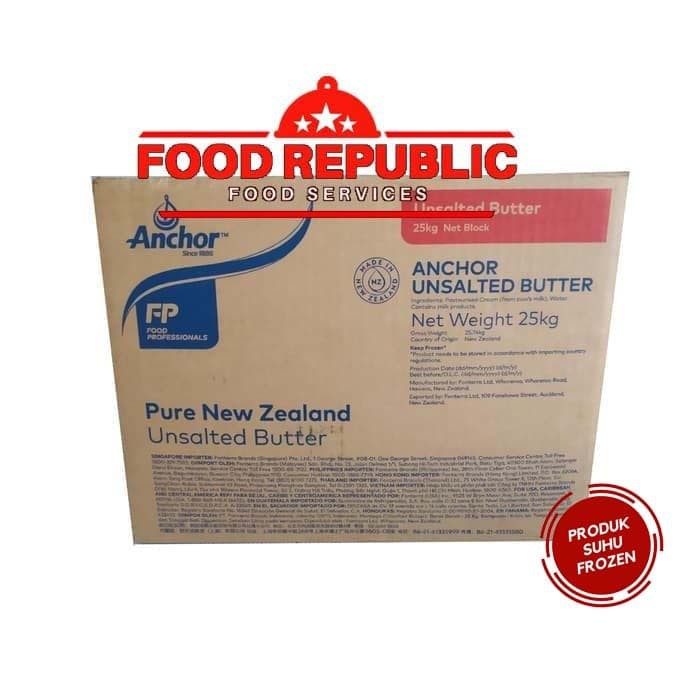 Unsalted Butter Merk Anchor 25 KG HALAL