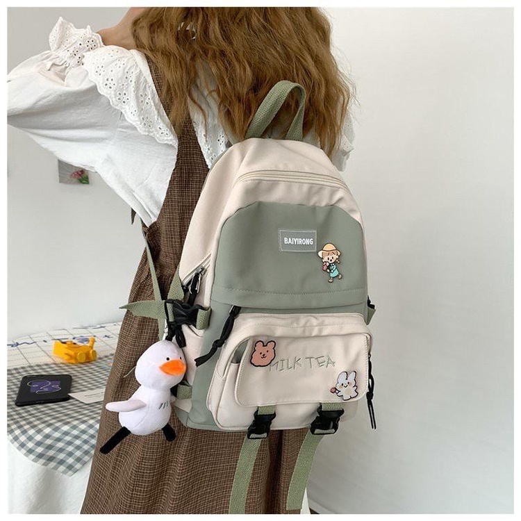 rasta_bags17 - Tas Ransel Sekolah MILK TEA INCLUDE PATCH / BROS Tas Ransel Fashion Korea Terbaru