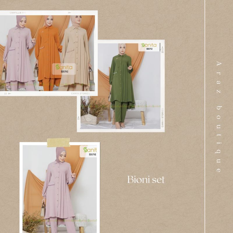 Stelan wanita terbaru/ Set tunik celana Bioni by Sanita/ Bioni set by Sanita  (READY)