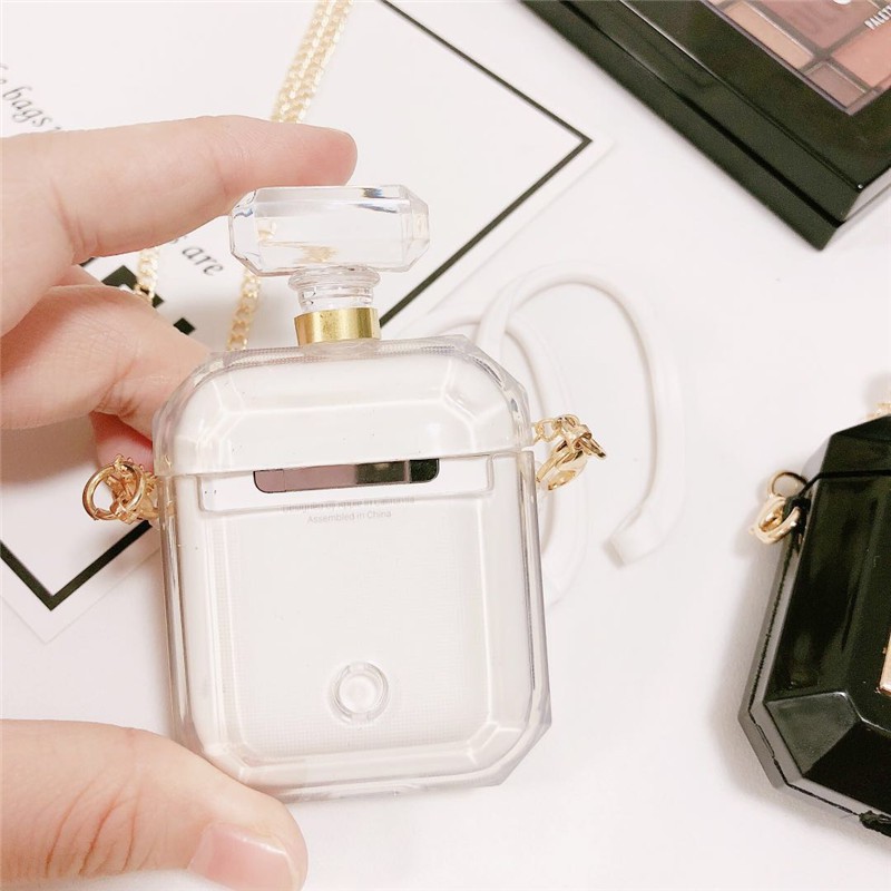 Airpods Case hard COCO Perfume Bottle Luxury Brand Gold plating wireless bluetooth Earphone Airpods gen 1 2 Case with lanyard-6