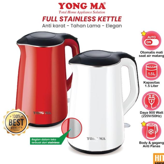 PERALATAN MASAK YONG MA KETTLE / TEKO LISTRIK / PEMANAS AIR 1,5 LITER YMK201 PERALATAN DAPUR