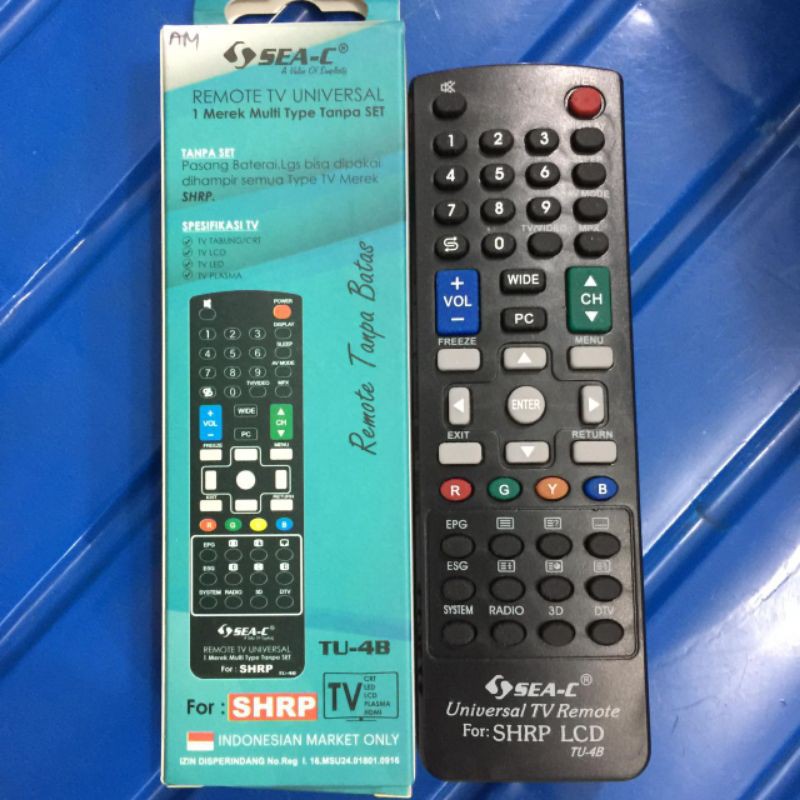 REMOT TV SHARP ( LCD LED Tabung Plasma ) / REMOTE TANPA KODE LANGSUNG PAKAI