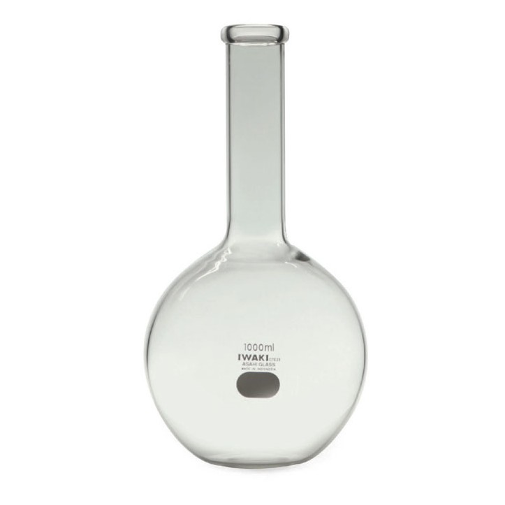 BOILING FLASK 50ml. Flat Bottom. Narrow Neck. IWAKI
