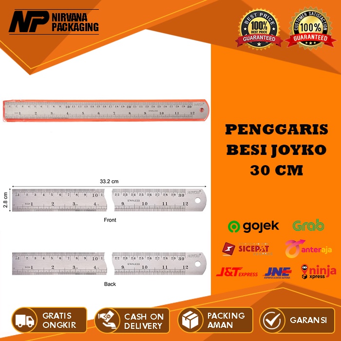 

PENGGARIS BESI / GARISAN / RULER 30 CM 30CM JOYKO STAINLESS STEEL ANTI KARAT