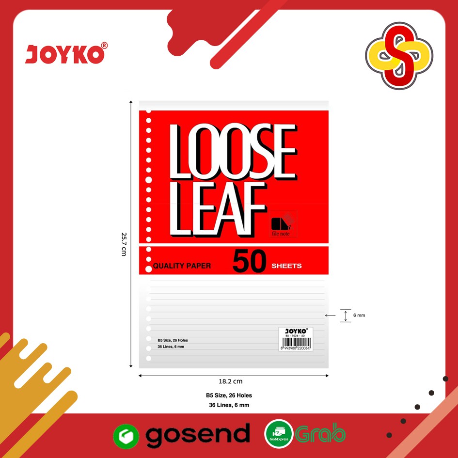 

Isi Binder / Loose Leaf Joyko B5 50 Lembar