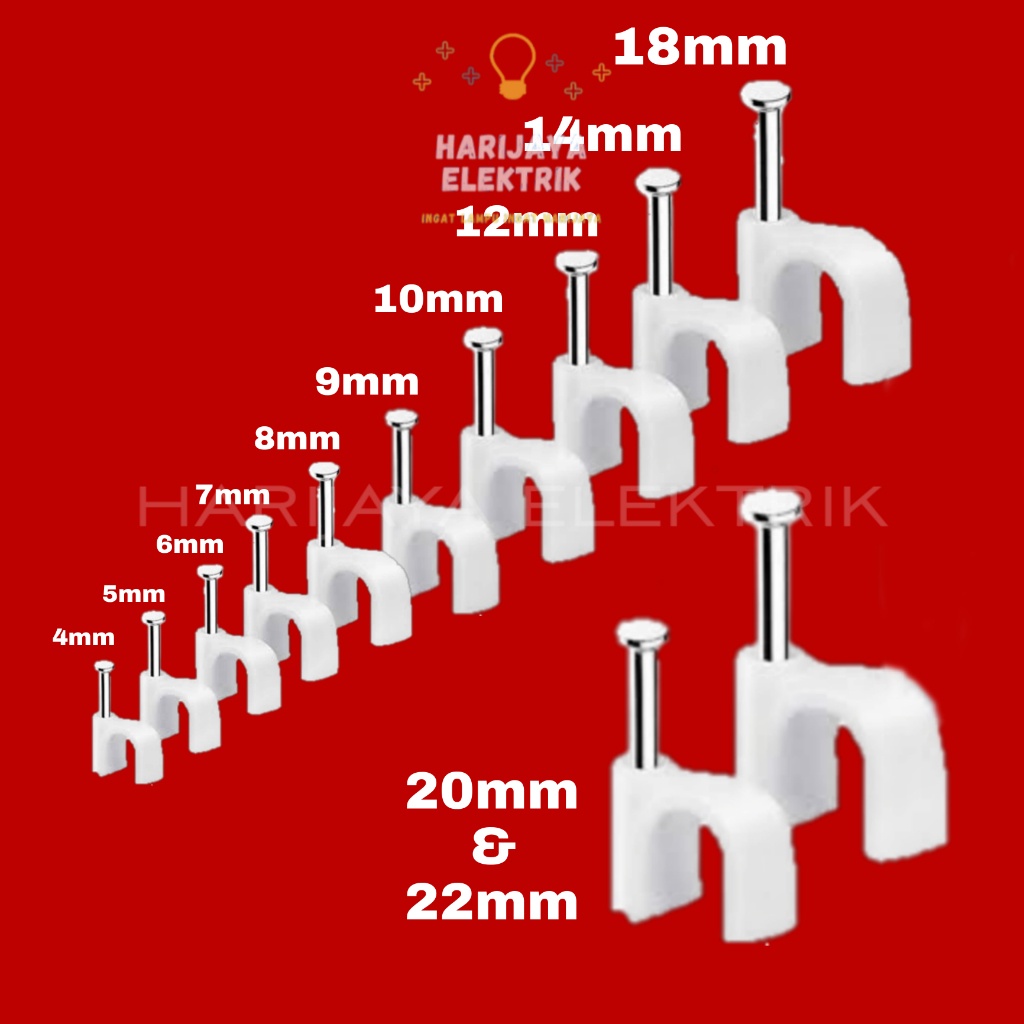 NEW SHUKAKU KLEM KABEL KLIP PAKU BETON 9MM CLAMP CABLE CLIPS PER 10 BOX